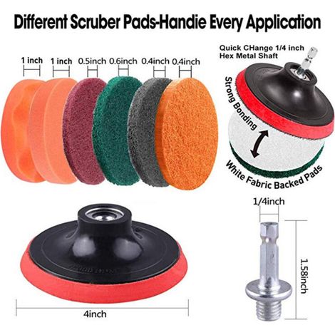 24 pièces baignoire coulis perceuse électrique ensemble de brosses de nettoyage salle de bain carrelage puissance épurateur kit de nettoyage (perceuse électrique non incluse) (1/4)
