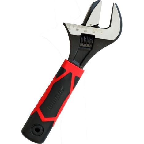 Clé à molette réglable 200 mm avec ouverture de mâchoire de 59 mm de large, clé de lavabo sanitaire, clé réglable 2 en 1 et pince à tuyau, réversible, en acier Cr-V (1/5)