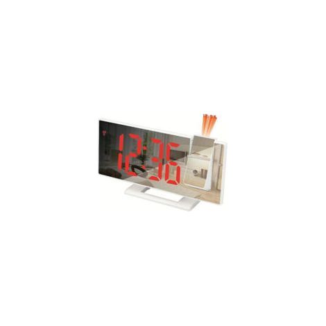 Digitale LED-Wanduhr, Projektor, Deckenuhr mit Zeit- und Temperaturanzeige, Hintergrundbeleuchtung, Schlummerfunktion, für Zuhause, weiß und rot (1/5)