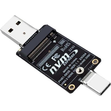 Carte adaptatrice pour boîtier de disque dur M.2 vers USBA Type-C NVMe (1/5)