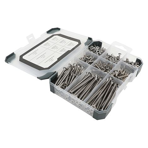 TIMCO Countersunk A2 Stainless Steel Woodscrews Mixed Tray - 340pcs (1/2)