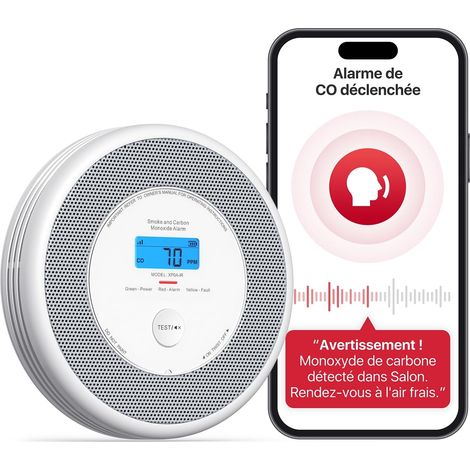 Détecteur de fumée et de monoxyde de carbone Connecté Alerte vocale Wi-Fi XP0A-iR