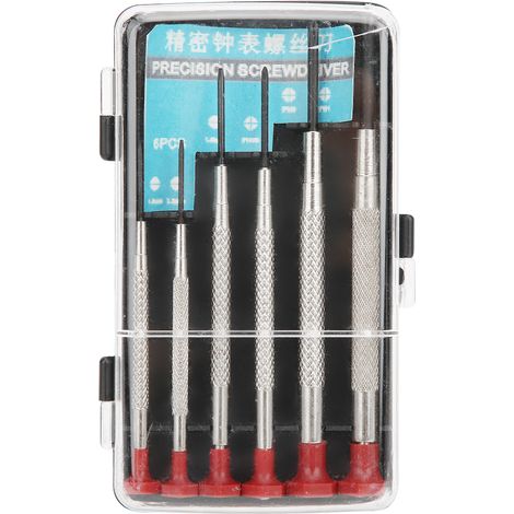 Kit de 6 tournevis précision avec embouts plats et cruciformes pour réparation téléphone, montre et horloge (1/5)