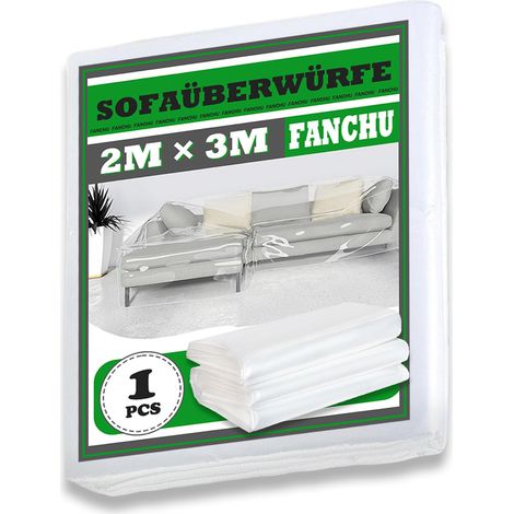 Housse de canapé Transparent Housse de protection contre la poussière de canapé en plastique Housse de canapé imperméable 2 x 3 m (1/4)
