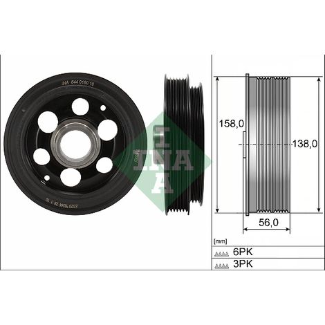 Poulie, vilebrequin INA 544 0180 10 FORD 2011538 2320808 GK2Q6B319BA GK2Q6B319BB