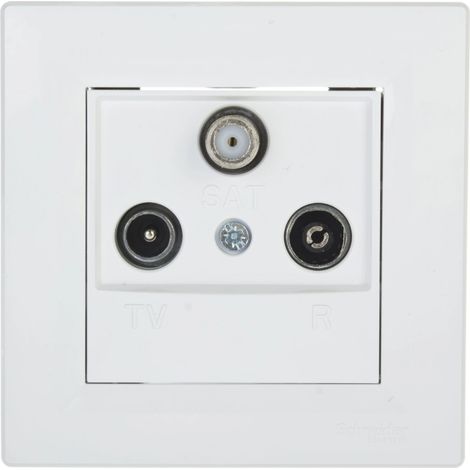 Conector de antena Asfora RTV-SAT, de paso, 4 dB, blanco, con marco, EPH3500221