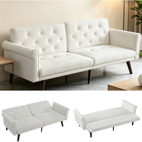 Verstellbares 2-in-1 Schlafsofa, Multifunktionales Klappsofa, Umbaubares Sofa mit Verstellbarer Rückenlehne für Wohn- & Schlafzimmer, Beige