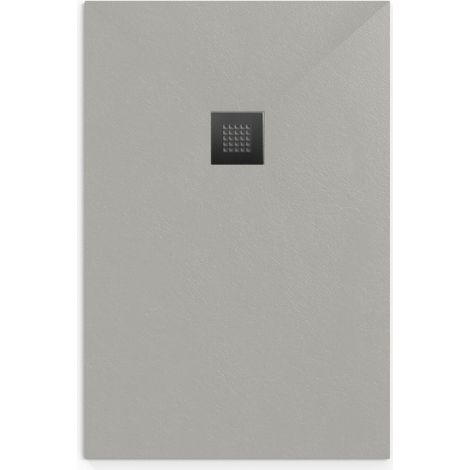 Swiss Aqua Technologies Alek Piatto doccia rettangolare 120x80 cm con sifone, in fusione di marmo, Grigio (SATALEK12080S-S)