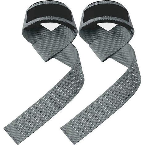 Lot de 2 sangles de poignet pour haltérophilie, ceinture de renforcement sportif, sangle de traction antidérapante, sangle grise pour soulevé de terre (1/5)