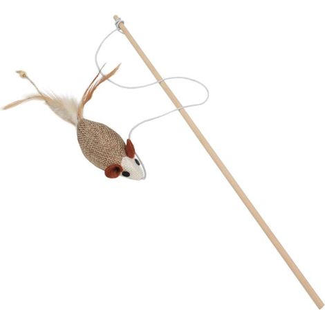 Canna da pesca giocattolo per gatti con topo, 40 cm