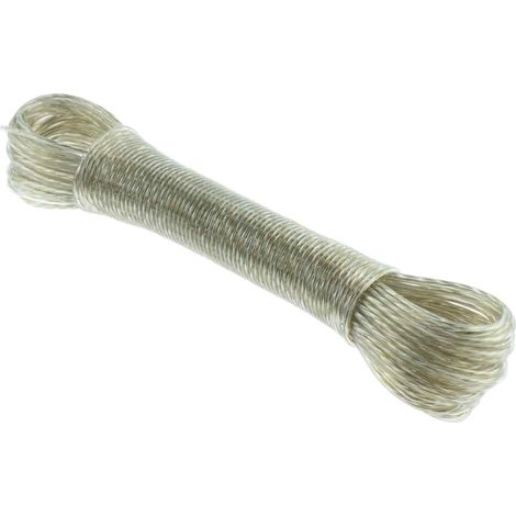 1 Corde à linge, âme en acier, gaine plastique, 20 m, 2 mm, jardin, camping, balcon (1/5)