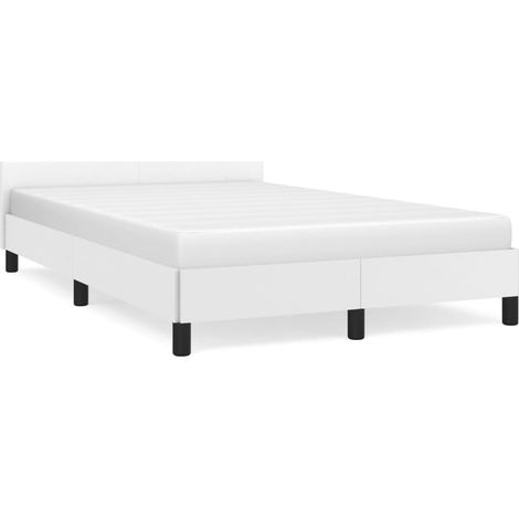 Lit double Lit adulte Cadre de lit sans matelas blanc 120x190 cm similicuir (1/5)