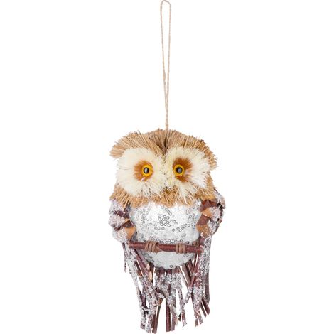 Eule MagicHome Weihnachten, braun, verschneit, 19x11x5 cm