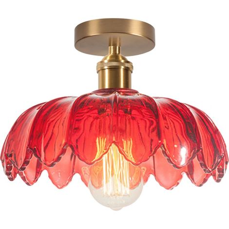 Plafonnier En Verre Lampe De Plafond En Cristal Plafonnier Rétro Lustre Moderne E27 Pour Couloir Cuisine Salle À Manger Rouge (1/5)