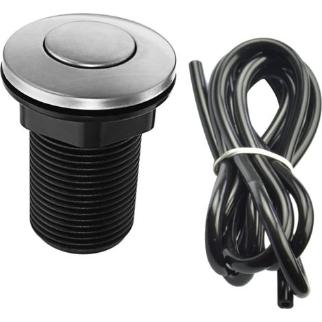 Bouton pneumatique, inox, noir, avec tuyau (1/5)