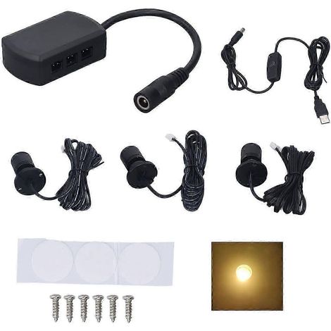 Mini projecteur LED USB 5V pour vitrine, intensité réglable de 1 à 3, idéal pour les petits meubles et les collections de bijoux, lumière noire chaude, éclairage intelligent. (1/5)