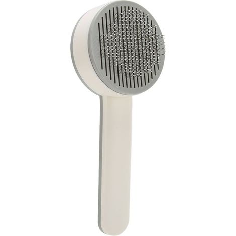 Brosse de toilettage multifonction autonettoyante pour chats et animaux de compagnie, avec peigne à aiguilles pour éliminer les poils (chiens, chats, etc.), grise (1/5)