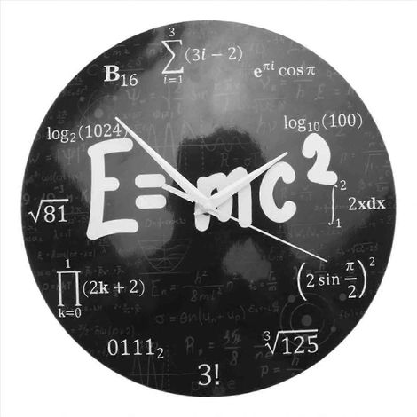 Wanduhr mit mathematischen Formeln der Relativitätstheorie, Wissenschaftler, Physiker (1/5)
