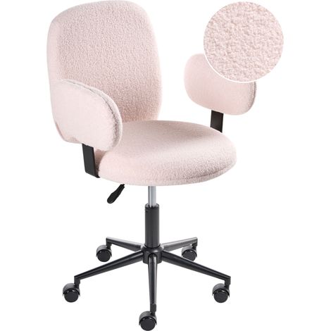 Silla de oficina moderna sillón de altura regulable de bouclé rosa pastel Moraga