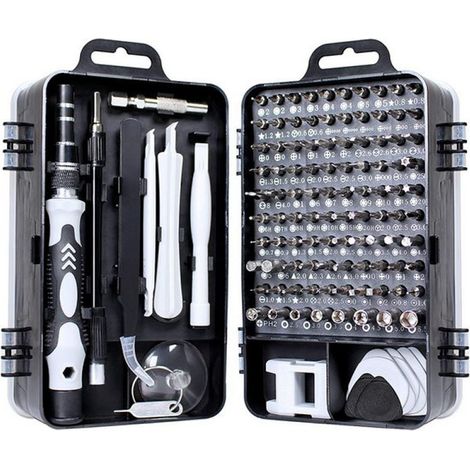 Destornillador De Precisión Mini - Juego De 115 Piezas Con Mango De Mango Dual - Para Reparación De iPhone iPad Ordenadores Gafas Relojes Cámaras - Gris (1/5)