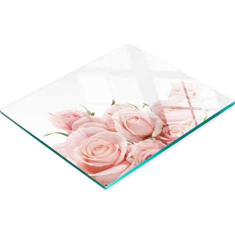 Multifunktionale, dekorative Küchenplatte aus gehärtetem Stahlblech mit rosa Rosenmuster, 60 x 52 cm (1/5)
