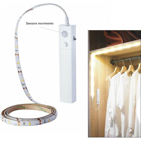 Striscia LED batteria sensore movimento PIR luce automatica armadio mobili 4000K (1/4)