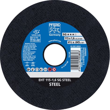 PFERD TOOLS Trennscheibe EHT 115x1,6x22,23 mm gerade Leistungslinie SG STEEL für Stahl 25 Stk (1/5)