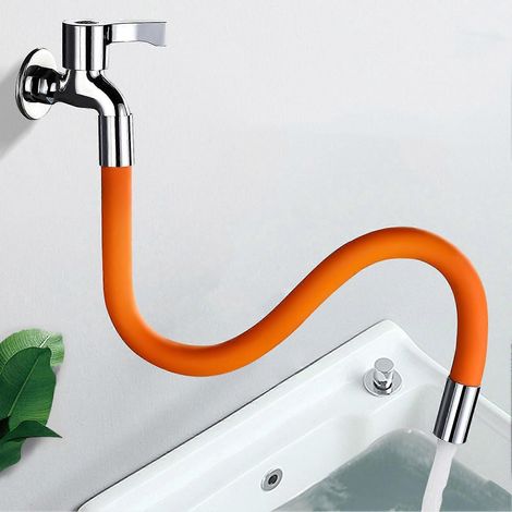 Farfi Verstellbare Wasserhahnverlängerung, 360° drehbar, vielseitig einsetzbares Zubehör, Verlängerungsrohr für Küchenarmaturen-20cm-White
