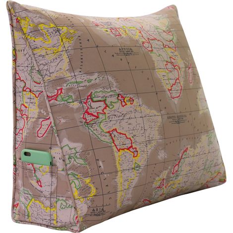 VERCART Cuscino da lettura in 100% cotone, cuscino decorativo a cuneo di grandi dimensioni, cuscino triangolare per poggiatesta, cuscino per gambe per divano o divano profondo, carta marrone, 60cm