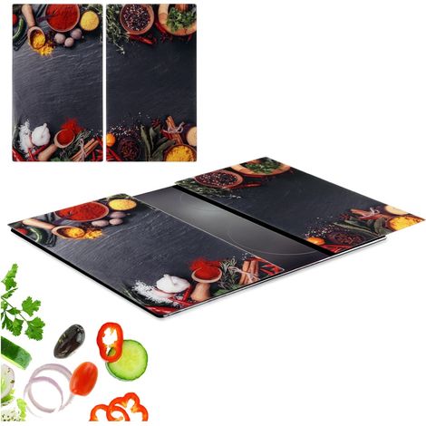 2 tablas de cortar de cristal para cocina, tapa para vitrocerámica, 60x52 (1/5)