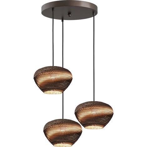Lampe pendante à 3 lampes Cartone avec des cagoules Ø24 Think Paper - 2512-15-35-3-24