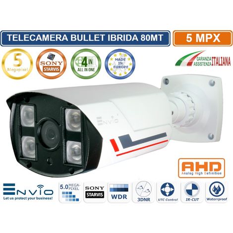 TELECAMERA IBRIDA BULLET 4IN1 AHD CVI TVI CVBS 4MM 5MP VISIONE NOTTURNA 80 METRI IP66 (1/3)