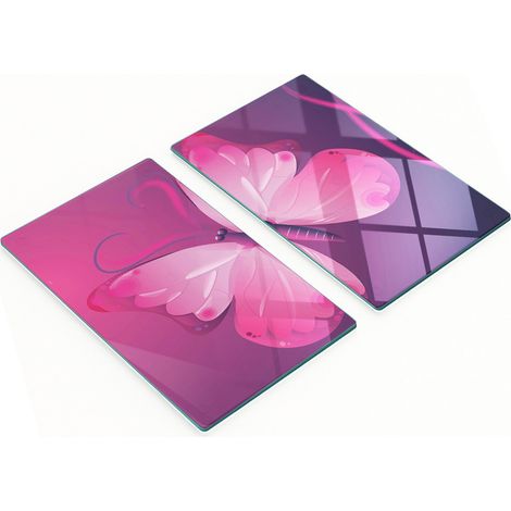 Tablas decorativas de cristal para servir aperitivos, mariposa rosa, 2x30x52 cm