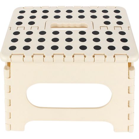 Tabouret Pliant - Résine Thermoplastique - Intérieur Et Extérieur - Design Compact Beige - 29x22x22cm (1/5)