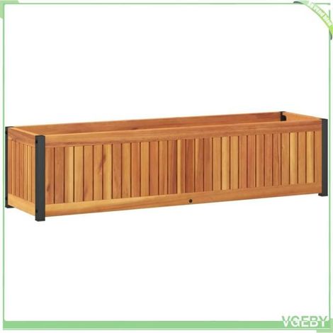 Jardinière - FAFEICY - 367615 - 110x30x27,5 cm - Bois d'acacia massif - Cadre acier anti-corrosion (1/5)