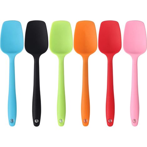 8 mini spatules en silicone – petite tête plate – pour glaçage, gâteaux et fondant – silicone alimentaire – 8 couleurs (rouge, noir, jaune, vert, bleu, rose, magenta, violet) (1/5)