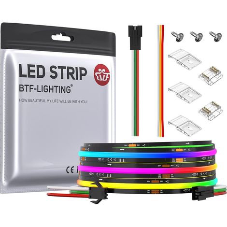 FCOB COB LED WS2811 IC RGB 3M 630LEDs/m IP30 24V 10mm 3m Addressable LED Strip Light Flexible High Density LED Strip Light for Bedroom, Kitchen, TV Backlight. Band Only. (1/5)