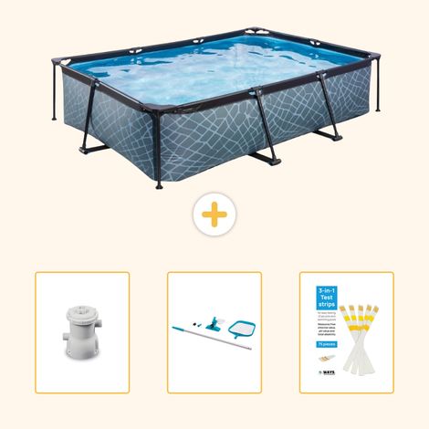 Exit-toys Piscine Exit Rectangulaire - Effet Pierre - 300x200x65 cm - 4-pièces SCB82 (1/5)