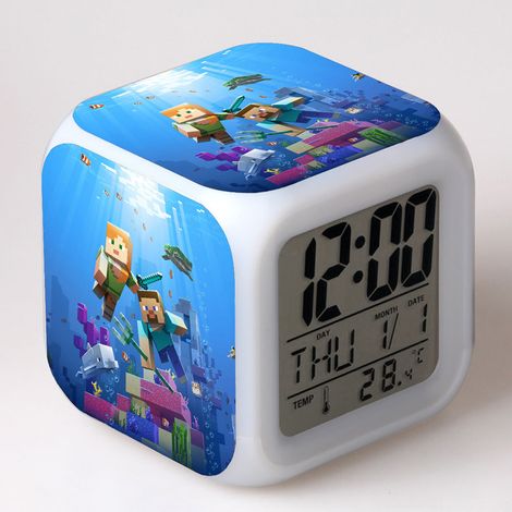 Horloge Numérique Avec Affichage LED - Lampe De Nuit Réglable En Couleur - Réveil Pour Chambre D'enfant - 1 Pièce