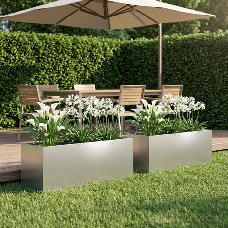 Cache-pot de jardin 2 pc Argenté 80 x 30 x 30 cm (1/5)