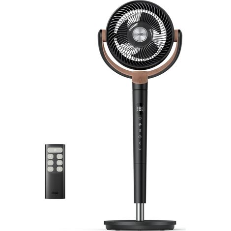 ventilateur sur pied silencieux 20 dB avec oscillation omnidirectionnelle 120°+120°, portée du vent 26 m, débit d’air 1615 m³/h, circulateur Turbo, hauteur réglable 94–107 cm, 3 modes, 8 vitesses (1/5)