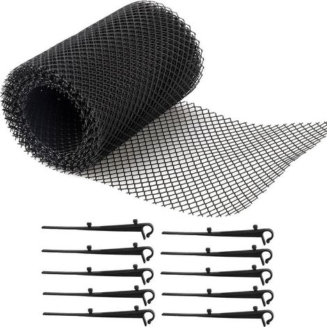 8 Mètres Grillage Gouttiere [Inclus 10 Crochets + 1 Grille 8m X 18cm] Protège Goutiere Protege Toiture, Protection Contre Feuille Grillages De Protection pour Gouttière (1/5)