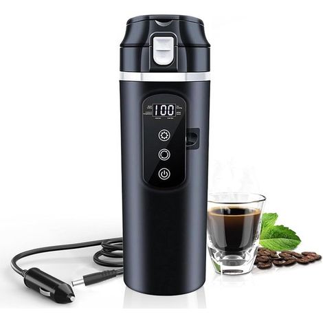 Auto-Wasserkocher Reise-Wasserkocher 500 ml 12V 24V-Anschluss Edelstahl Mit Display Einstellbare Temperatur Automatische Abschaltung Geeignet für (1/5)