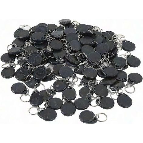 100 porte-clés RFID - Étiquettes d'identification avec capteur de proximité 125 kHz Matériau ABS étanche, noir, lot de 100 Idéal pour le contrôle d'accès sécurisé des parkings et des espaces publics (1/2)