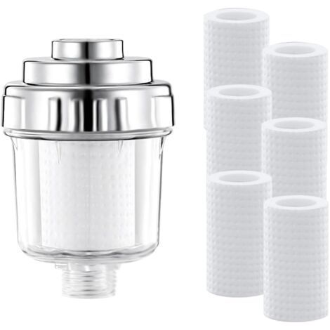 Filtre de Douche, Filtre à Eau de Pommeau de Douche, Filtre Eau pour Pipeline, Filtre Anti Calcaire avec 6 Filtres Remplaçables, Filtration Efficace des Impuretés D'eau (1/5)