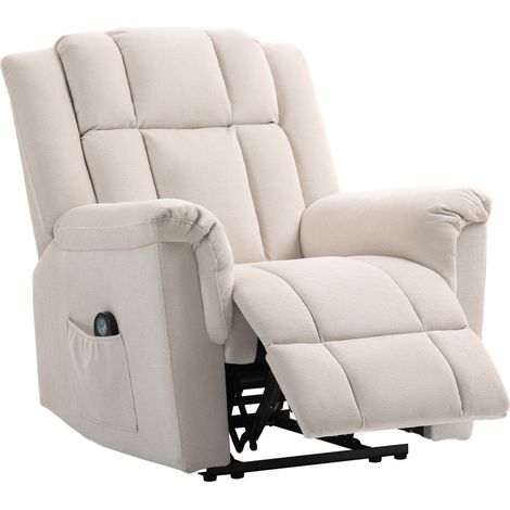 Fauteuil relax chauffant électrique inclinable dossier manuel beige 85x91x104cm