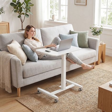 Höhenverstellbarer Schreibtisch mit Neigefunktion Weiß OKMYHOME (1/5)