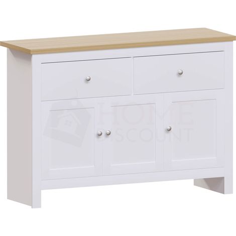 Arlington Sideboard 2 Schubladen 3 Türen Schrank Aufbewahrung, Geräumig, Wohnzimmer, Weiß (1/5)