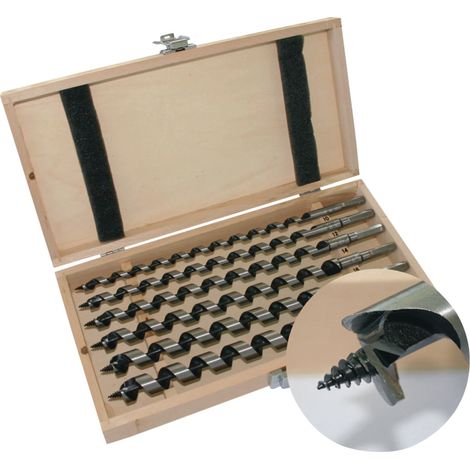 Juego de brocas para serpientes 8 pzs. L.320mm 6-20mm en caja de madera TECWERK (1/2)
