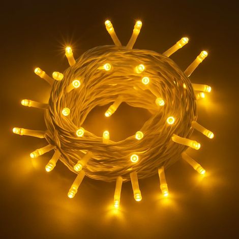 ETTROIT 300 LED-Lichterkette, 30 m, gelbes Licht, weißes Kabel, IP65, ausziehbar, Blitzeffekt, Weihnachtsgirlande, Geschäfte, Weihnachtsbalkon